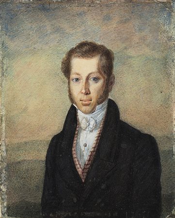 Scuola della prima met&agrave; del sec. XIX "Ritratto di giovane con...