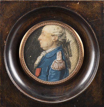 Scuola della fine del sec. XVIII "Profilo di ufficiale francese"...