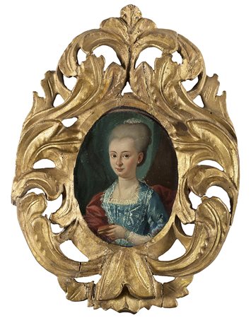 Scuola del sec. XVIII "Ritratto di gentildonna con libro" olio su...