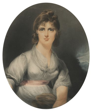 Scuola del sec. XIX "Ritratto di gentildonna con abito grigio"...