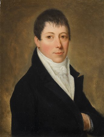 Scuola del sec. XIX "Ritratto di gentiluomo" olio su rame (cm...