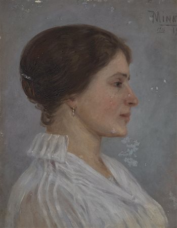 Scuola dell'inizio del sec. XX "Profilo di gentildonna dai capelli...