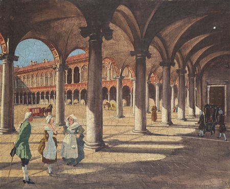 Ignoto "Interno dell'Ospedale Maggiore" olio su tela (cm 49x59.5)...