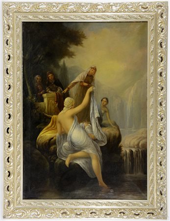 Bergeni "Odalische al bagno" 1936 olio su tela (cm 86x61) firmato e datato in...