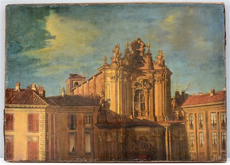 Ignoto del XIX Secolo "Chiesa di San Pietro Celestino" olio su tela (cm...