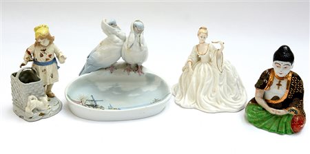 Lotto composto da quattro sculture in ceramica di soggetto e manifatture...