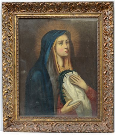 Ignoto "Madonna con corona di spine" olio su tela (cm 68x55) in cornice