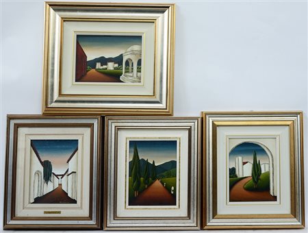 Renato Regogliosi Lotto di quattro dipinti ad olio su tela raffiguranti...