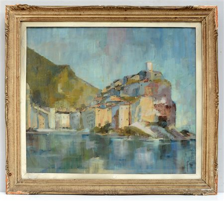 Mario Togliani (1912 - 1978) "Veduta di Vernazza", 1958, olio su tela (cm...