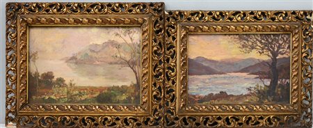 Guglielmo Pellegrini (1901 - 1963) Coppia di olii su cartone pressato...