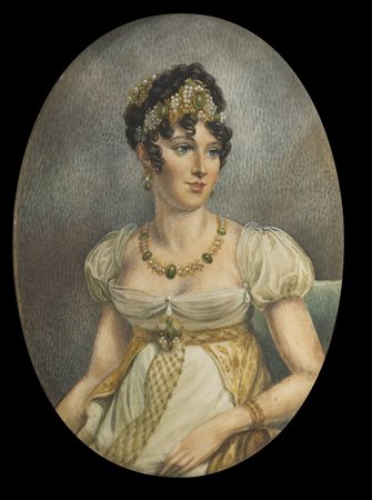 P. Joubert "Ritratto di Josephine, moglie di Napoleone" miniatura (cm 11x8)...