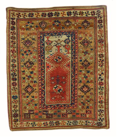 [Tappeti] Tappeto-preghiera Melas, Anatolia, seconda metà sec XIX. Disegno a...