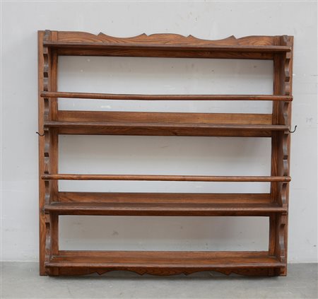 Piattaia pensile in legno dolce a tre ripiani a giorno (cm 120x120x16)(difetti)