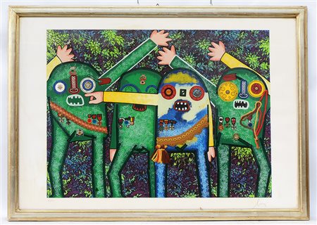 Enrico Baj (Milano 1924 - Vergiate 2003) "Generali" multiplo materico (cm...