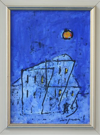Franco Rognoni (Milano 1913 - 1999) "Senza titolo" (case), olio su carta...