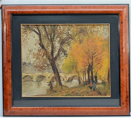 Michele Cascella (Ortona 1892 - Milano 1989) "Paris" (Lungosenna) 1958, olio...