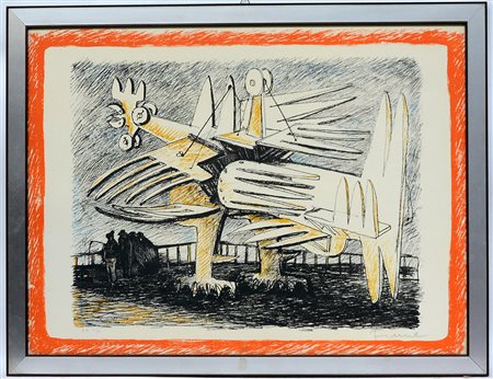 Salvatore Fiume (Comiso 1915 - Milano 1997) "Senza titolo" litografia - prova...