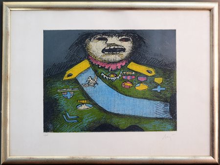 Enrico Baj (Milano 1924 - Vergiate 2003) "Anamorfosi di generale" 1971...