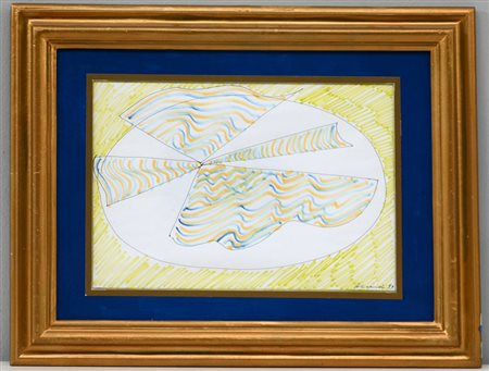 Carla Accardi (Trapani 1924 - Roma 2014) "Ombrello giallo blu" 1999, tecnica...