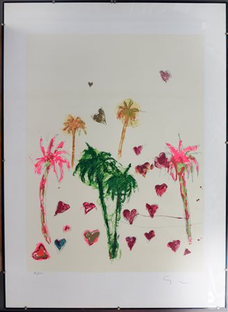 Mario Schifano "Senza titolo" litografia (cm 100x70) numerata 99/125 e...