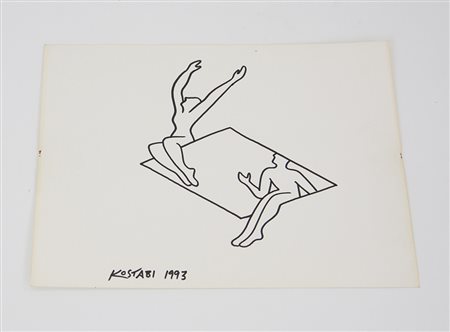 Kostabi Mark (Los Angeles 1960) "Wishful thinking", pennarello su carta (cm...