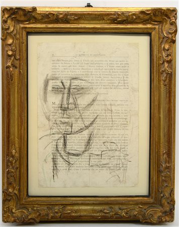 Gino Rossi (Venezio 1884 - Treviso 1947) "Volto" cartoncino e pastelli su...