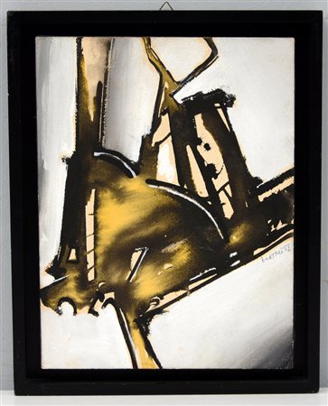 Gianni Bertini (Pisa 1922 - Caen 2010) "Senza titolo" 1957, tecnica mista su...