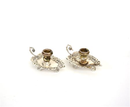 Coppia di bugie in argento e metallo argentato (difetti)