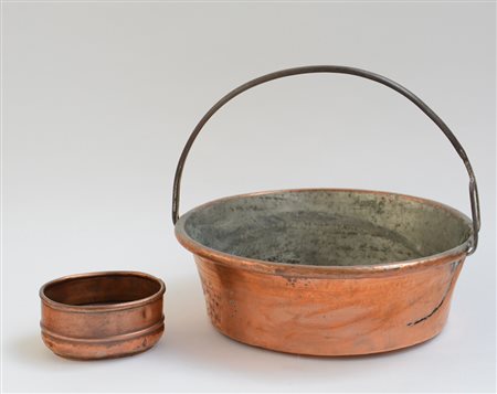 Lotto composto da un portavasi e una ciotola in rame