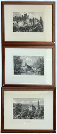 Lotto composto da sei incisioni dall'antico raffiguranti paesaggi e scene...