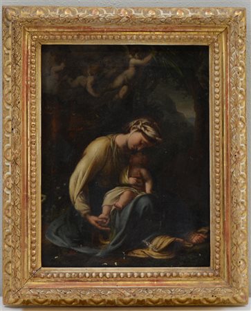 Maestro emiliano del XVII secolo, da Correggio "La Zingarella" olio su tela...