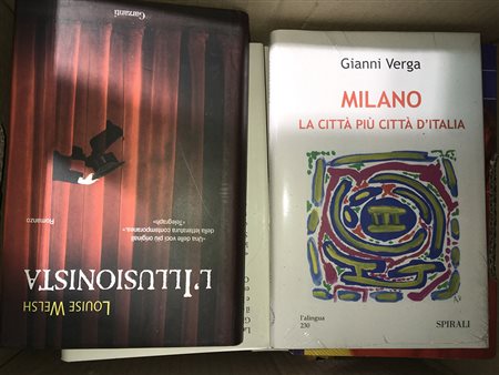 Lotto composto da svariati libri, fra cui romanzi. In quattro cartoni.