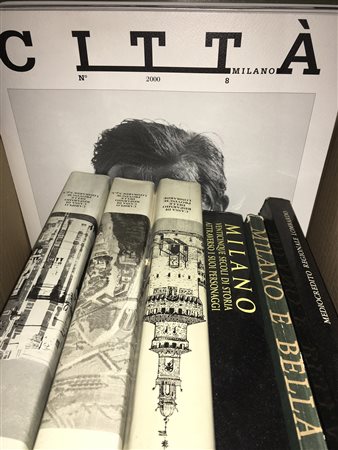 Due cartoni contenenti numerosi volumi inerenti Milano e le città lombarde...