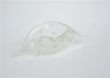 Licio Zanetti Conchiglia a bugne in vetro massello incolore leggermente...