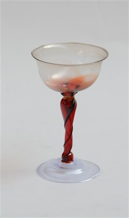 Manifattura di Murano. Bicchiere in vetro soffiato (h cm 12) (gravi difetti e...