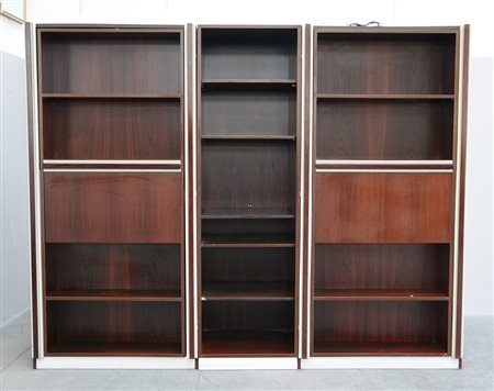 Libreria girevole impiallacciata in legno e laccata bianca con letto...