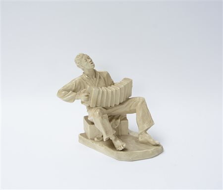 Manifattura Rosenthal, Kelling. Scultura in ceramica raffigurante suonatore...