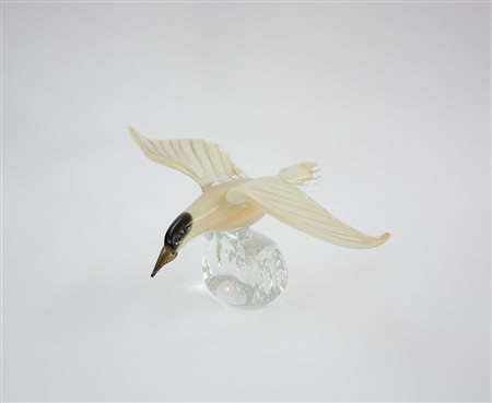 Manifattura di Murano "Gabbiano". Scultura in vetro massello incolore,...