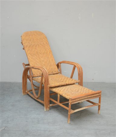 Lotto composto da una poltrona sdraio da veranda con struttura in bambù,...
