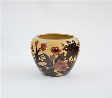 Manifattura M.G.A., Albissola Vaso in terraglia smaltata nei toni ocra,...