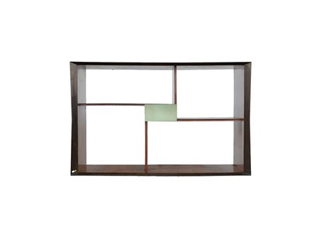 Librerietta pensile con vani a giorno impiallaccia in palissandro indiano con...