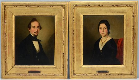 Scuola lombarda, sec. XIX "Ritratto di gentiluomo" e "Ritratto di...