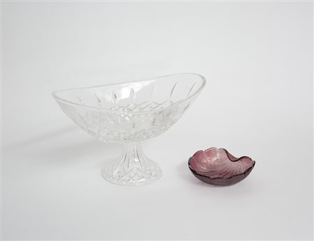 Lotto composto da un'alzata e un portacenere in cristallo