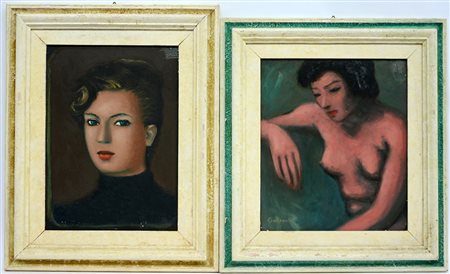 "Nudo e ritratto" due dipinti ad olio, uno firmato "Giampaolo". Misure...