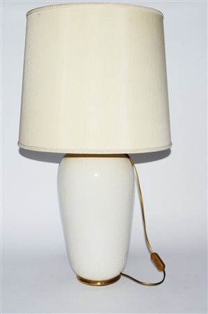 Lampada da tavolo ad una luce con corpo a vaso in ceramica craquelé color...