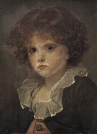 Da Greuze "Ritratto di fanciullo" stampa ritoccata ad olio (cm 27x20) In...