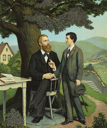 Oleografia inizio sec. XX con ritocchi a mano inscritta R. Ford 1903 (cm...