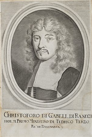 Incisione del sec. XVIII raffigurante Cristoforo di Gabeli (cm 25x17) In cornice