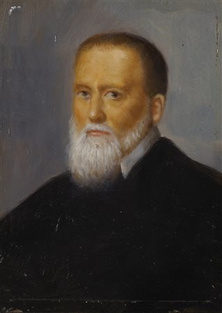 Scuola del sec. XX "Ritratto di gentiluomo con barba" olio su compensato (cm...