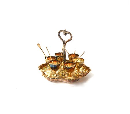 Vassoio porta uova alla coque composto da sei coppette con cucchiaini in...